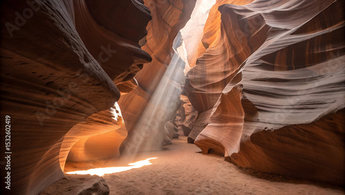 Sunlight Illuminating the Sandstone Walls of Antelope Canyon Arizona