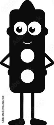 Traffic light – black silhouette on white background