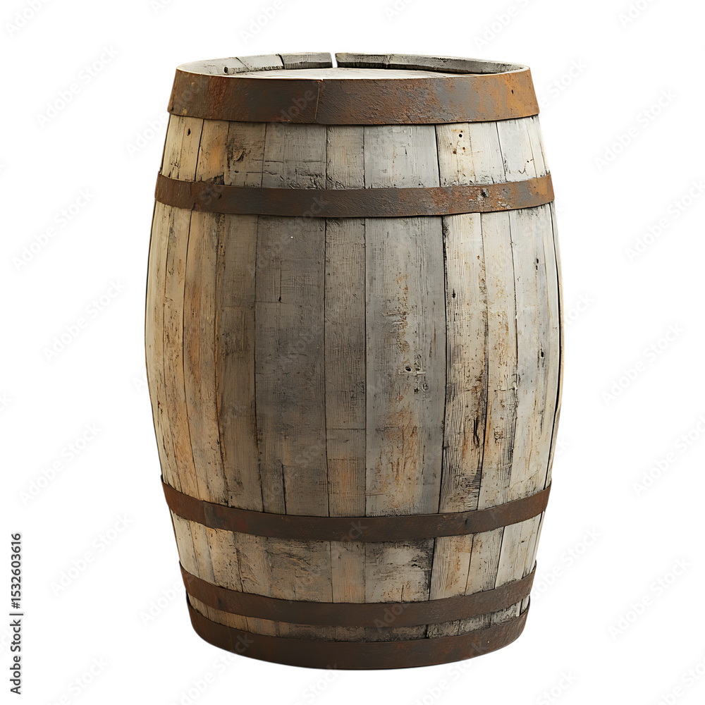 Fototapeta premium Old wooden barrel isolated on transparent background