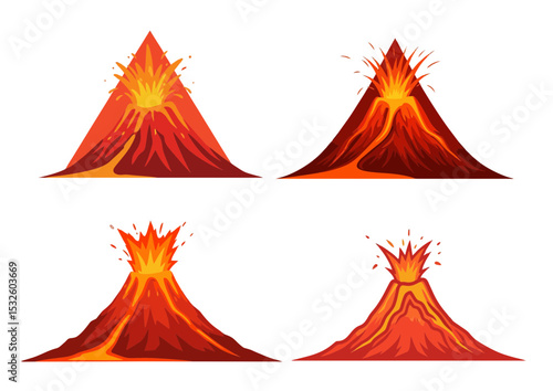 Volcano illustration with sharp triangular shape and erupting lava, symbolizing inner anger