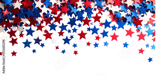 Wallpaper Mural American flag-themed, star-shaped confetti falling from above; isolated on a transparent background; PNG Torontodigital.ca
