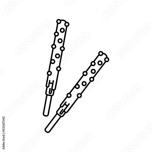 White Chocolate Stick Outline style, biscuit sticks dipped in white chocolate with choco chips, perfect for desserts and snack branding.
