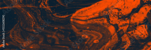 Neon red liquid halftone texture overlay background. Creepy psychedelic aesthetic gradient. Modern grunge design template.