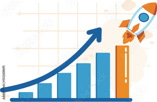 Rocket launch exponential growth business success chart