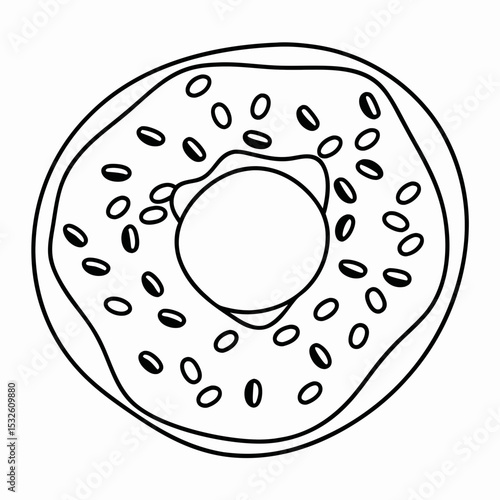 Delicious bagel with poppy seeds and glaze. Tasty bagel is perfect for breakfast or brunch. This sweet bagel is ideal for bakery menu, cafe advertising, and food blogs.