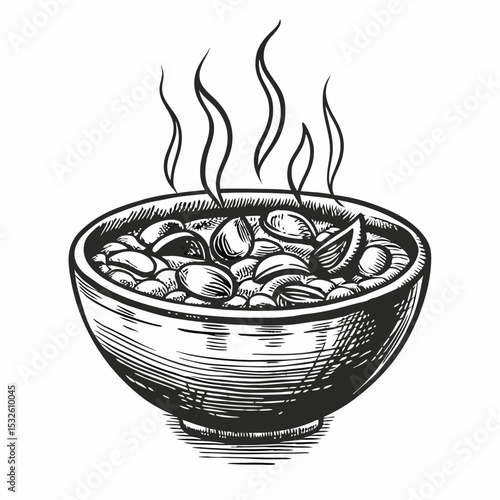 Delicious clam chowder in bowl. Creamy clam chowder recipe includes potatoes, clams, and herbs.  Hot clam chowder perfect for restaurant menus or cookbook.