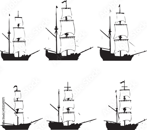 Vintage Sailing Ship Silhouettes – Black & White Nautical Vector Set

Old and Modern Ship Illustrations – Maritime Silhouette Collection

Historic Sailboat and Cargo Ship Silhouettes – Nautical Vector