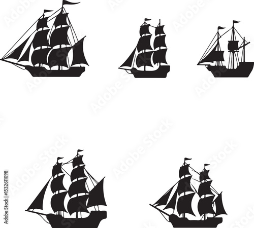 Vintage Sailing Ship Silhouettes – Black & White Nautical Vector Set

Old and Modern Ship Illustrations – Maritime Silhouette Collection

Historic Sailboat and Cargo Ship Silhouettes – Nautical Vector