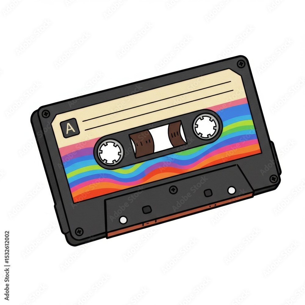 Fototapeta premium Retro Cassette Tape with Rainbow Design