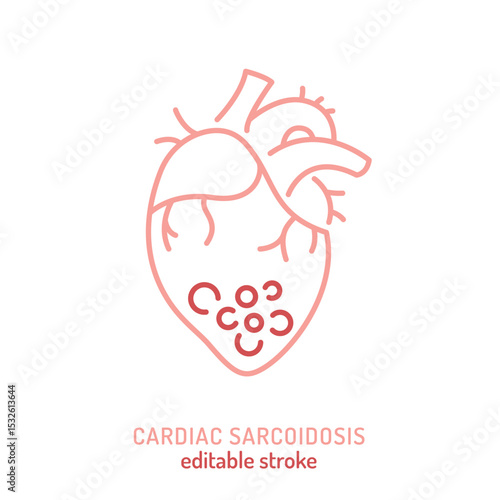 Cardiac sarcoidosis icon, pictogram. Granulomatous inflammation in the heart