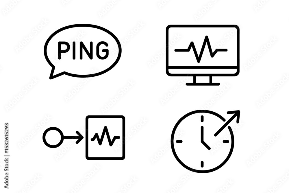 Black network and monitoring icons on gray background Black network and monitoring icons on gray background