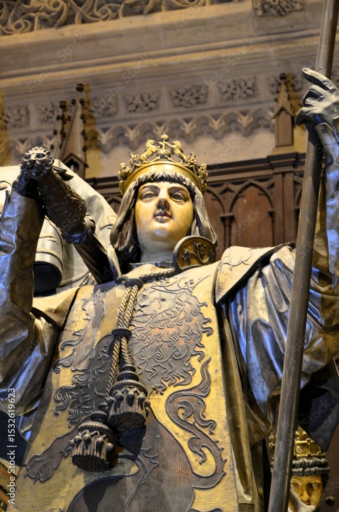 Fototapeta premium Seville, Spain 03.24.2019: statue in Christopher Columbus tomb in Seville