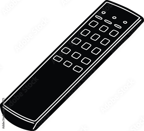 TV remote – black silhouette on white background
