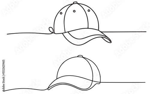 Minimalist line art of two baseball caps