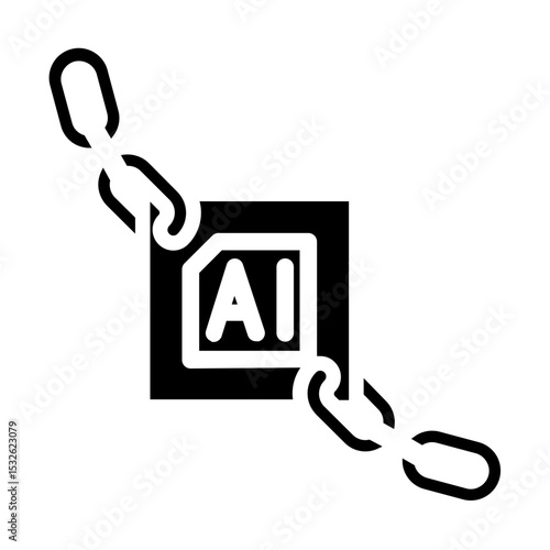 Blockchain link with AI tag, representing artificial intelligence in blockchain and crypto systems.