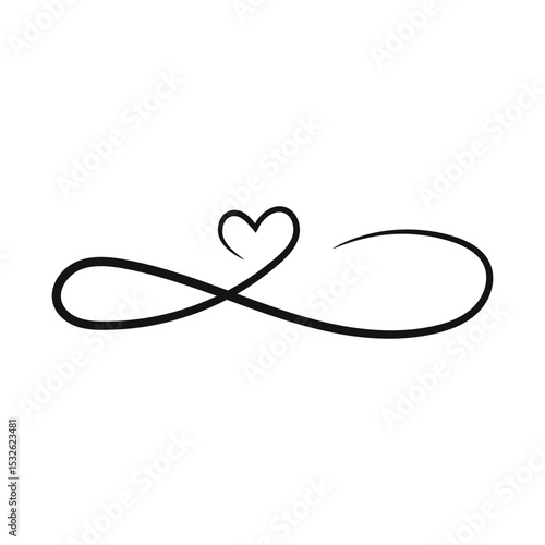 Love heart In the sign of infinity template. Heart sign of love is forever, Sign on postcard to Valentines day element, wedding print.