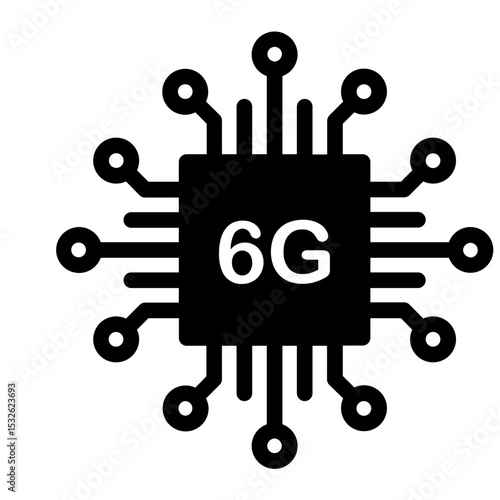 6G microchip indicating next-gen wireless and AI-driven connectivity systems.