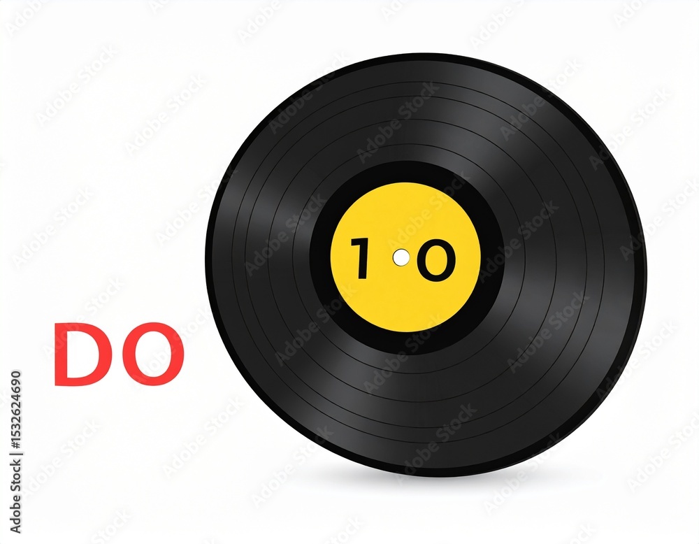 Fototapeta premium vinyl disc with yellow central label