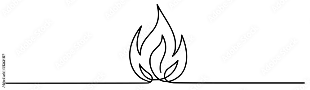 Single continuous line drawing of a flame Single continuous line drawing of a flame