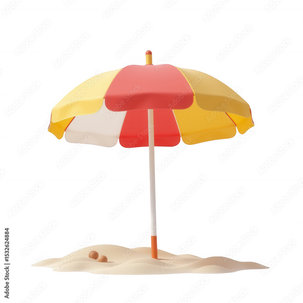 Obraz premium 3d isolated beach umbrella on transparent background summer vibes fun environment playful design