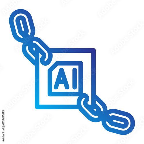 Blockchain link with AI tag, representing artificial intelligence in blockchain and crypto systems.