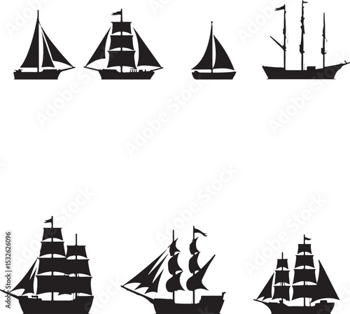 Vintage Sailing Ship Silhouettes – Black & White Nautical Vector Set

Old and Modern Ship Illustrations – Maritime Silhouette Collection

Historic Sailboat and Cargo Ship Silhouettes – Nautical Vector