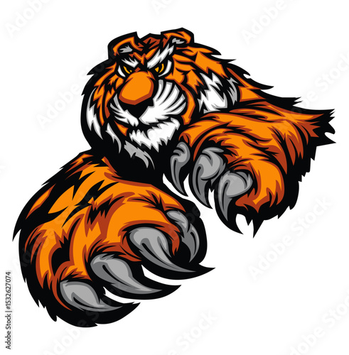 Powerful Tiger Ready to Pounce: A fierce tiger, exuding raw energy and predatory focus, is captured in a dynamic pose, showcasing its strength, agility, and dominant presence.