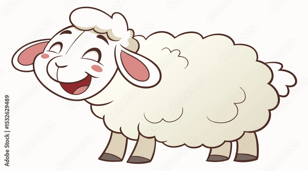 Adorable 3D Cartoon Sheep Smiling with Fluffy Wool – Kid-Friendly Animal Illustration Adorable 3D Cartoon Sheep Smiling with Fluffy Wool – Kid-Friendly Animal Illustration