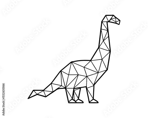 Geometric apatosaurus dinosaur low poly vector illustration