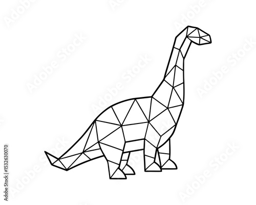 Geometric brachiosaurus dinosaur vector illustration
