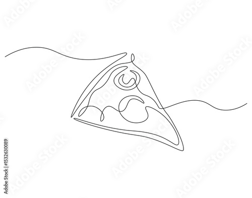 Pizza slice continuous line. Continuous one line drawing of pizza. Italian food concept. Single line drawing