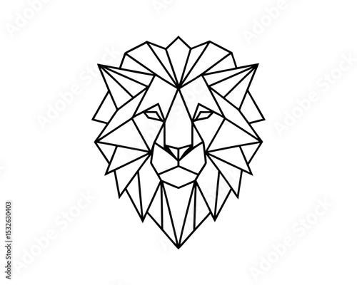 Geometric lion head low poly vector illustration