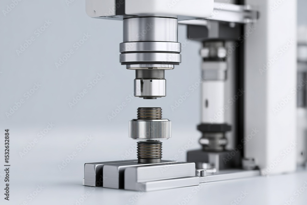 Precision machinery in action during assembly of metal components in a modern workshop setting Precision machinery in action during assembly of metal components in a modern workshop setting