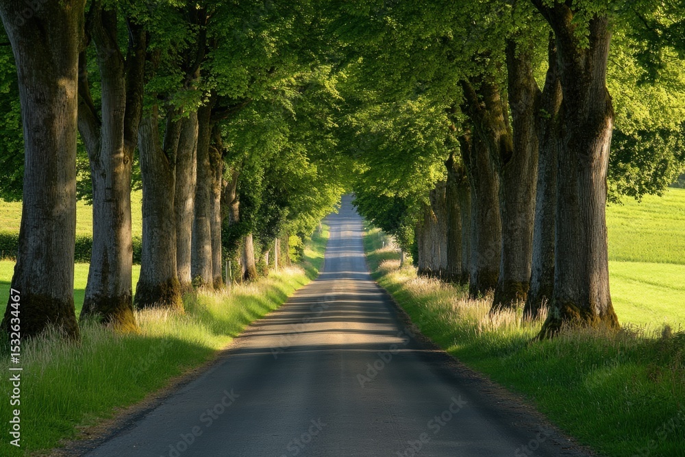 Fototapeta premium Narrow country lane through dense greenery