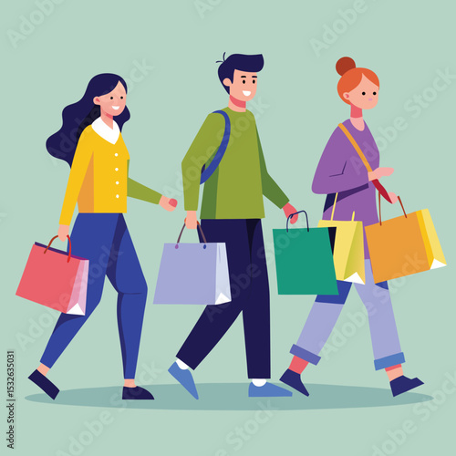 People Carrying Shopping Bags Silhouettes