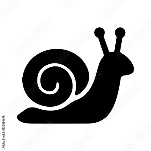 Minimal flat snail icon in black silhouette style