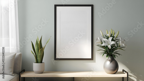 Clean minimalist blank frame with elegant decor