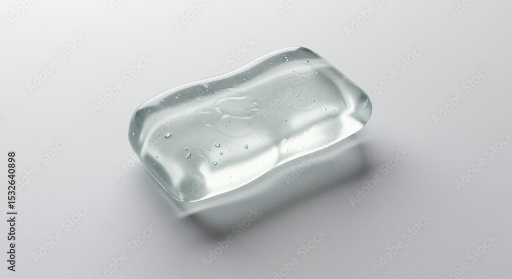 Obraz premium Clear ice cube on light background