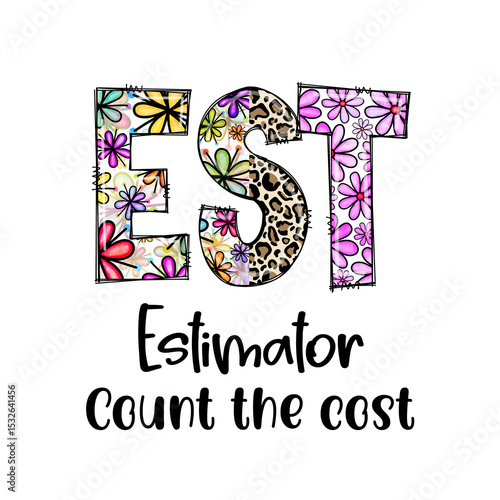 EST Estimator Count the Cost Design Floral Leopard Print