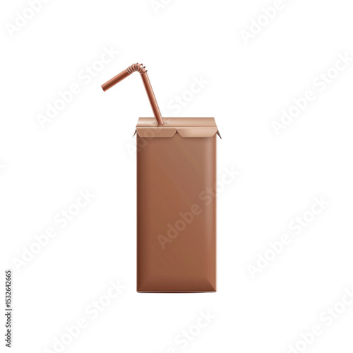 Carton of Chocolate Milk with Straw - Ready for Your Brand