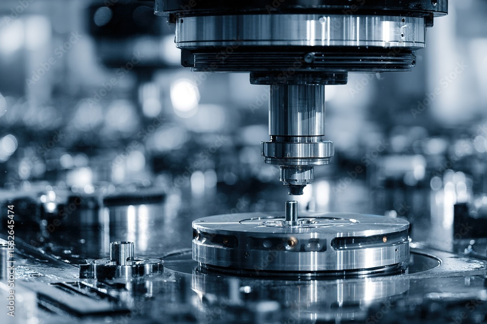 Precision machining process in a modern industrial setting showcasing intricate machinery and components during operation Precision machining process in a modern industrial setting showcasing intricate machinery and components during operation