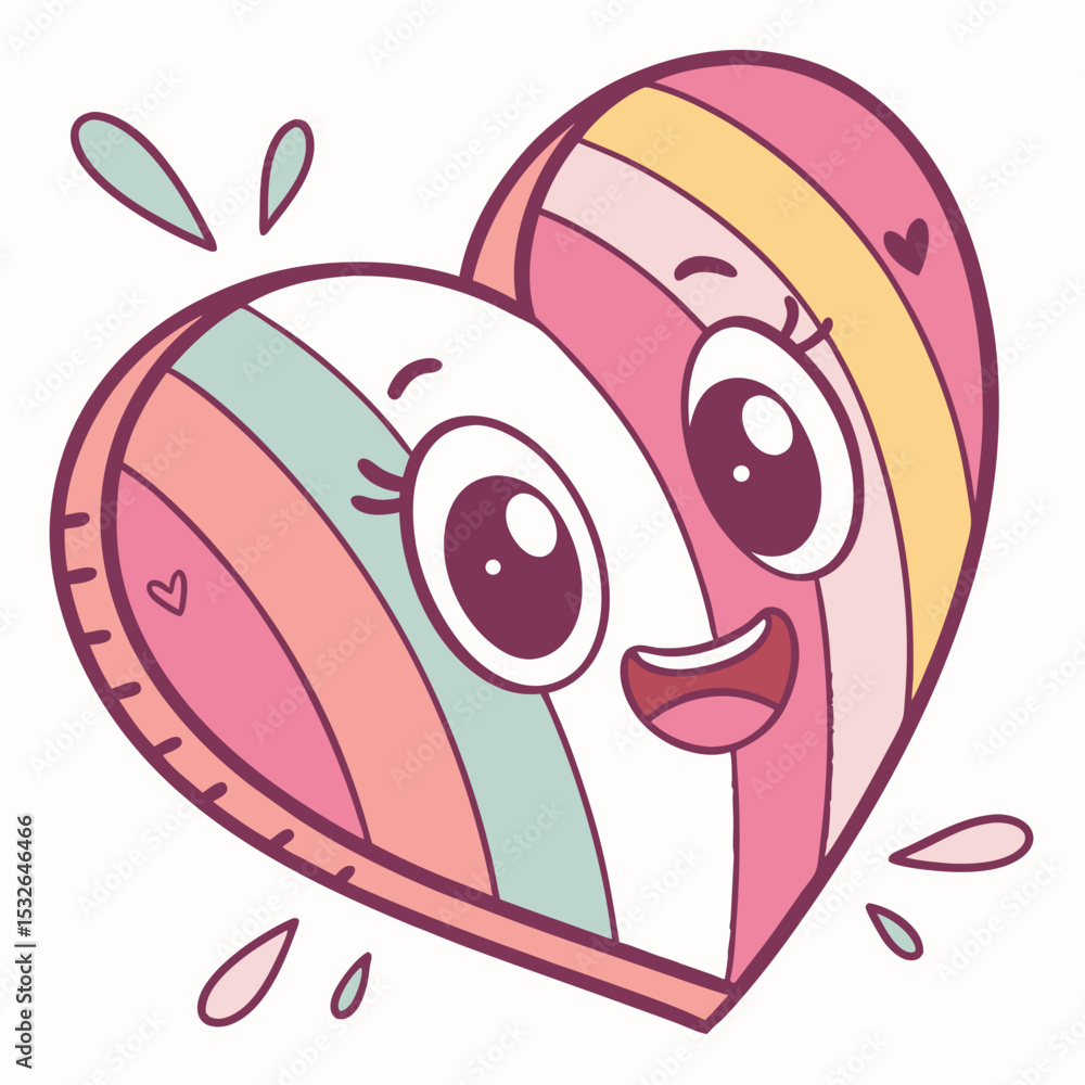 Kawaii Style Smiling Heart Clipart for Children’s Crafts Kawaii Style Smiling Heart Clipart for Children’s Crafts