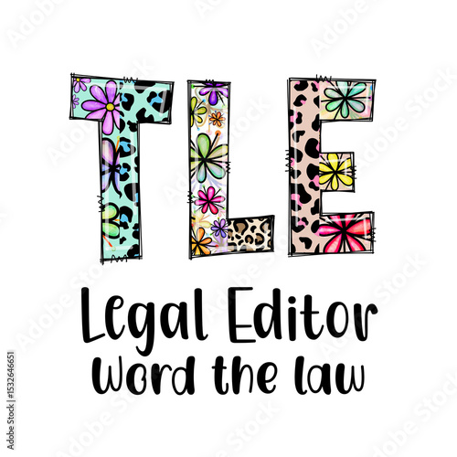Legal Editor Word the Law Design with Flowers and Leopard Print