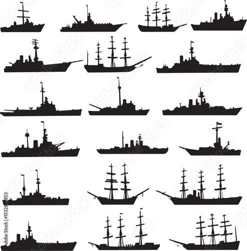 Vintage Sailing Ship Silhouettes – Black & White Nautical Vector Set

Old and Modern Ship Illustrations – Maritime Silhouette Collection

Historic Sailboat and Cargo Ship Silhouettes – Nautical Vector