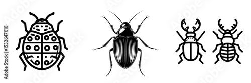 Insect black pictogram. Beetle and bug simple icon.Illustration on flat design’ becomes ‘Black pictogram of an insect, simple beetle and bug icon in flat design illustration