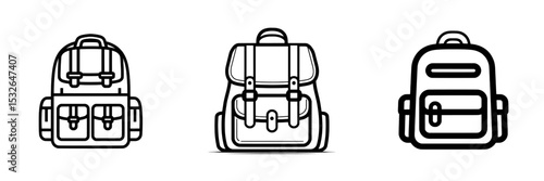 Modern flat icon of a schoolbag or backpack with straps for use on apps and websites