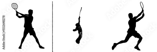 A modern tennis player's silhouette is shown isolated on a white background, representing a sporty figure and a form of post-work relaxation and stress relief