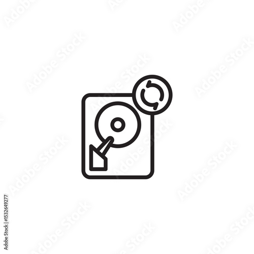 An icon representing hard drive recovery or data refresh, featuring a hard drive with a circular arrow symbol, symbolizing data restoration, backup, or synchronization.