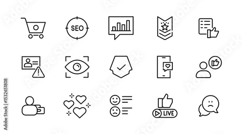 Like linear icon set. Thumbs up, liked, favorable, appreciation, affirmative, validation, favorite, endorse, right, ok, great outline vector icon set. UI thin line icon pack.