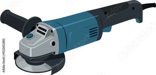 Electric angle grinder power tool for grinding and cutting tasks vector illustration 